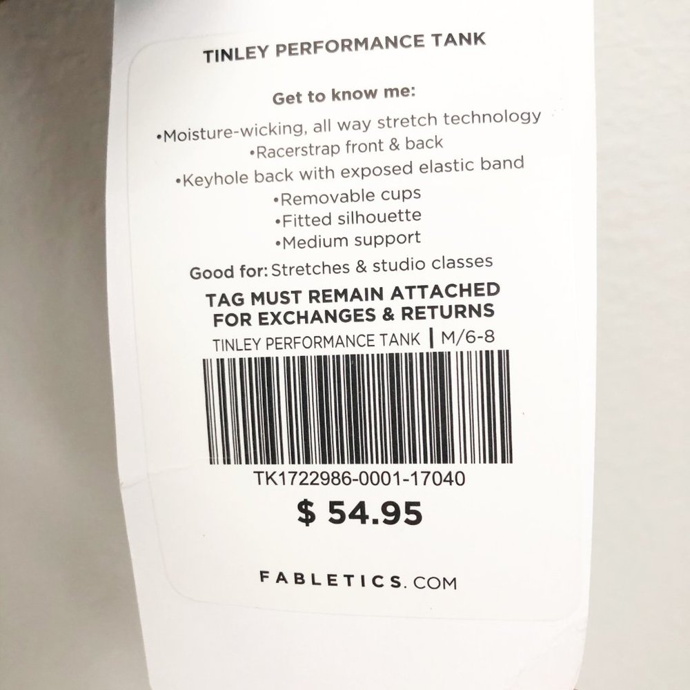 NWT Fabletics Black Tinley Performance Tank - Picture 3 of 4
